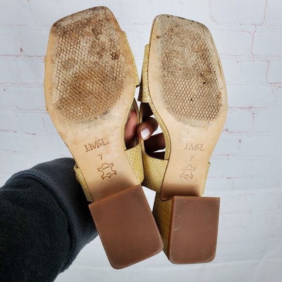 J Mclaughlin Jessamine Sandal Womens US 7 EU 37 Rattan Slingback Beige Heels - Picture 6 of 13